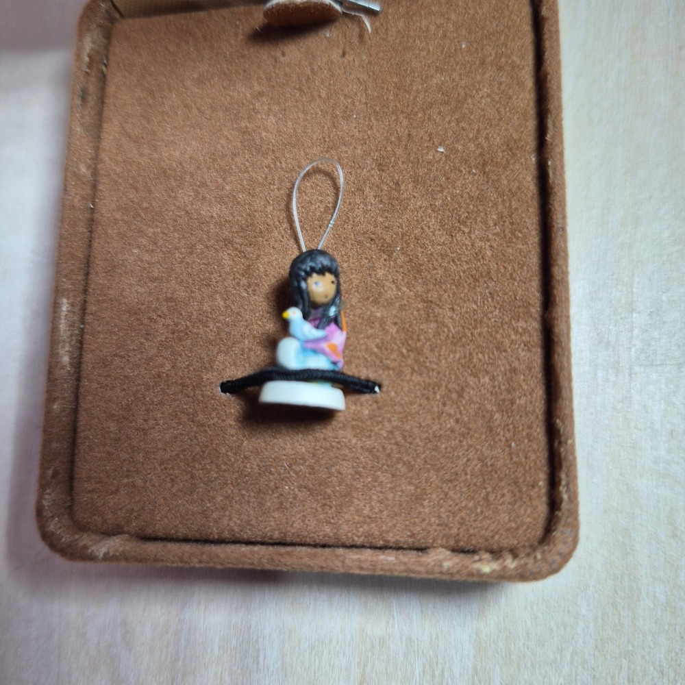 Goebel Miniatures Olszewski Girl with Bird Figurine Tiny Porcelain in Box